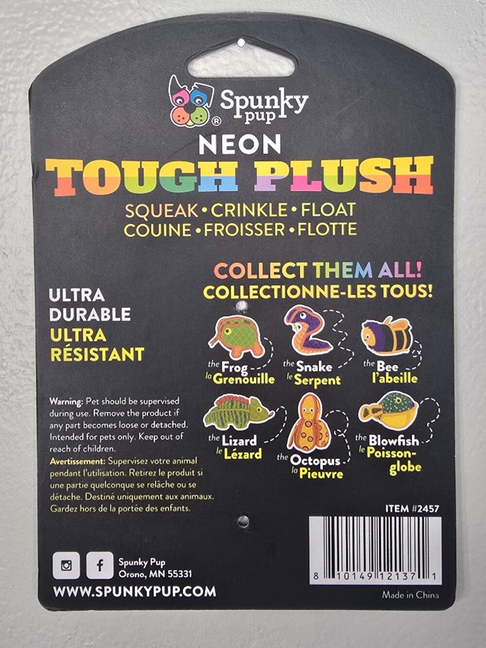 Spunky Pup "Neon Tough Plush" Small Dog Toy - Picture 2 of 6